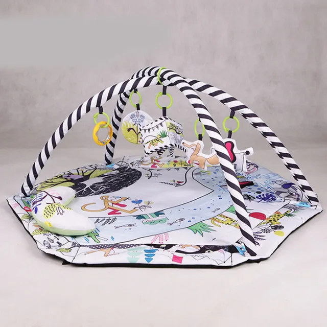 4-in-1 Baby Activity Gym & Ball Pit – Black & White Play Mat with Hanging Toys and Ocean Balls