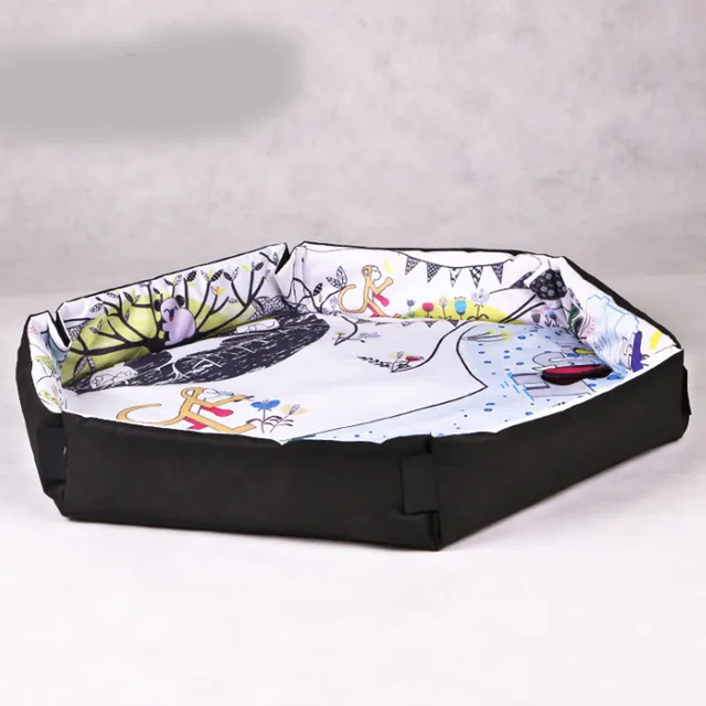4-in-1 Baby Activity Gym & Ball Pit – Black & White Play Mat with Hanging Toys and Ocean Balls