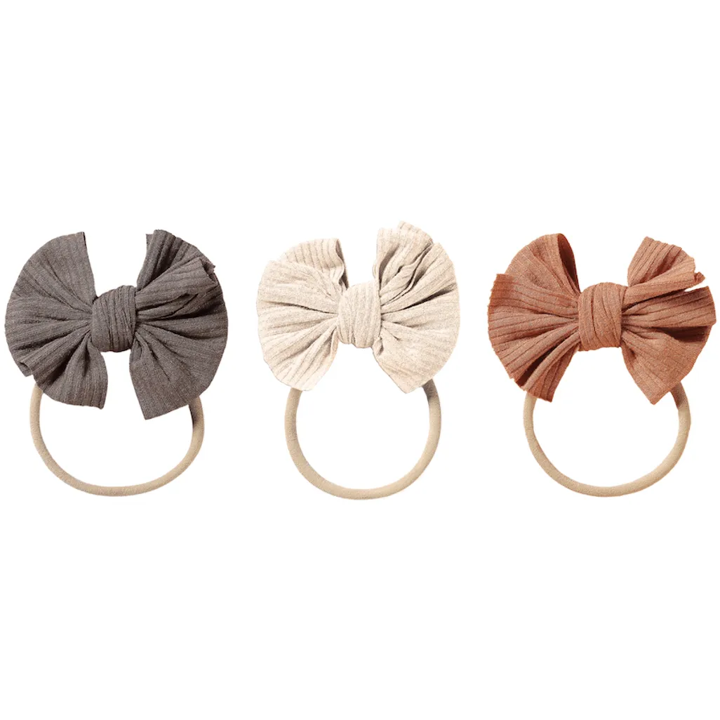 Echo Baby Bow Headbands Set of 3 – Pebble, Amber & Stone