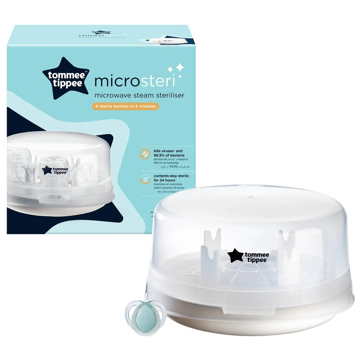 Tommee Tippee Microwave Steam Steriliser – Compact & Fast Bottle Steriliser (4-Minute Cycle)