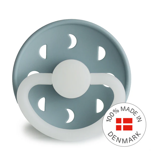 FRIGG Moon Night - Round Silicone Pacifier - Stone Blue