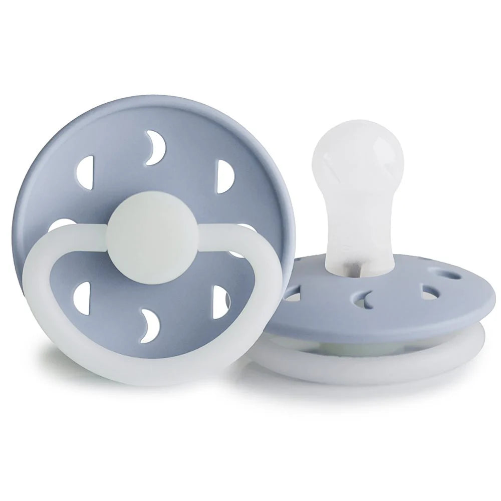 FRIGG Moon Night - Round Silicone Pacifier - Powder Blue