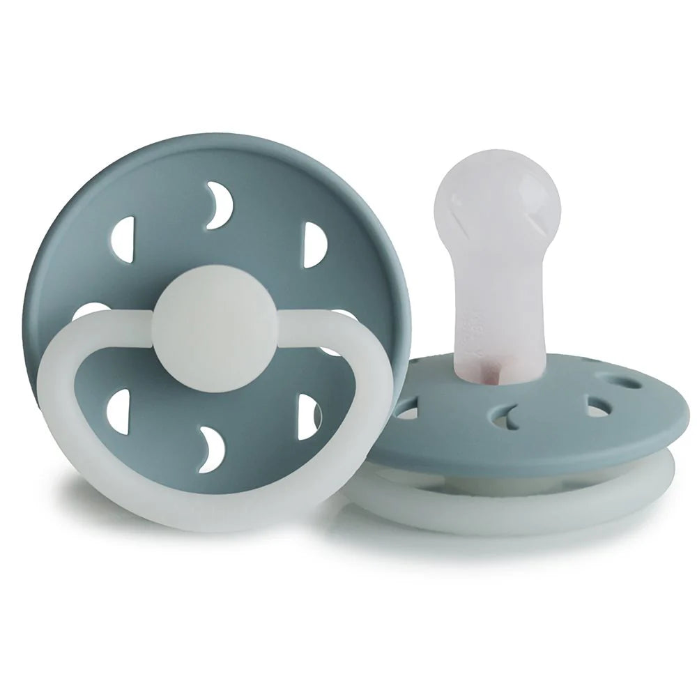 FRIGG Moon Night - Round Silicone Pacifier - Stone Blue