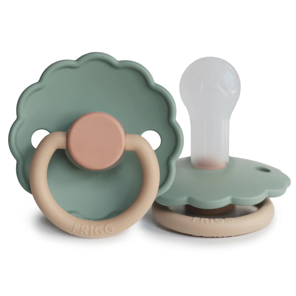 FRIGG Daisy Colourblock - Round Silicone Pacifier - Willow