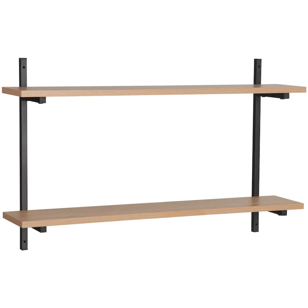 Everfurn Moonshine Wall Shelf – Oak & Powder Coated Steel