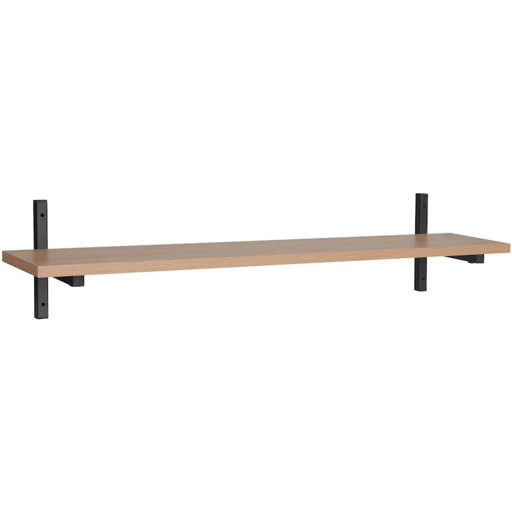 Everfurn Sunrise Wall Shelf – Oak & Powder Coated Steel