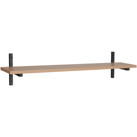 Everfurn Sunrise Wall Shelf – Oak & Powder Coated Steel