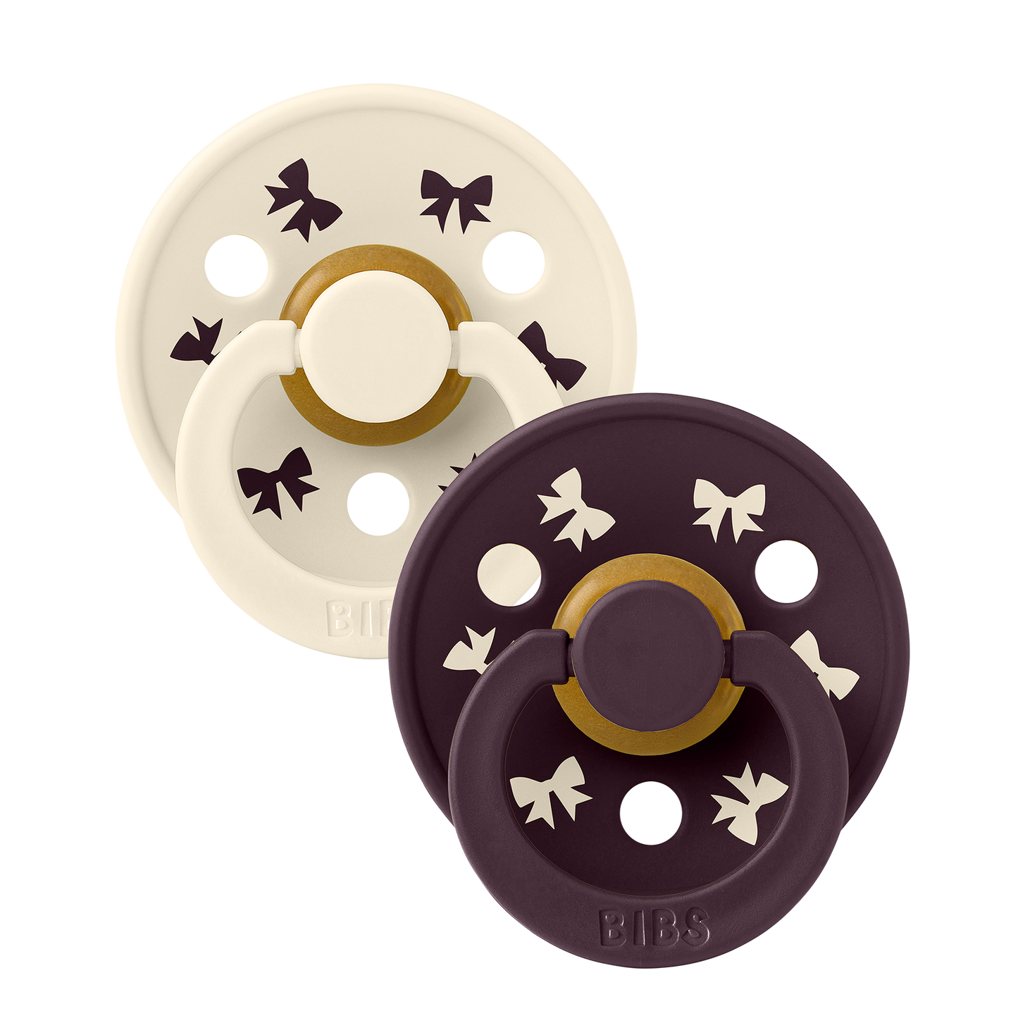 Colour Holiday Bow Pacifiers (2 Pack) - Ivory/Plum