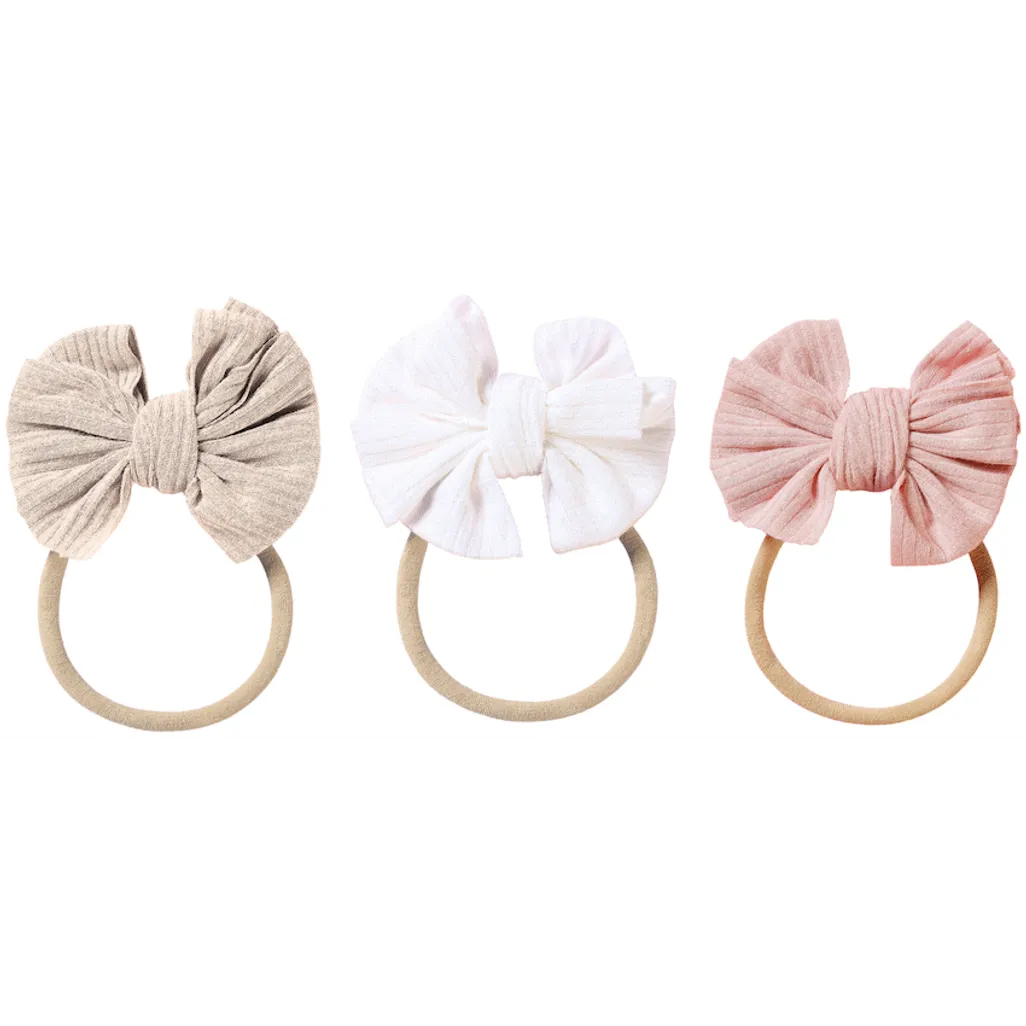 Echo Baby Bow Headbands Set of 3 – Bone, White & Pink