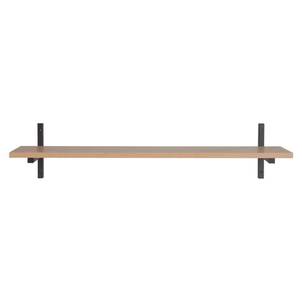 Everfurn Sunrise Wall Shelf – Oak & Powder Coated Steel