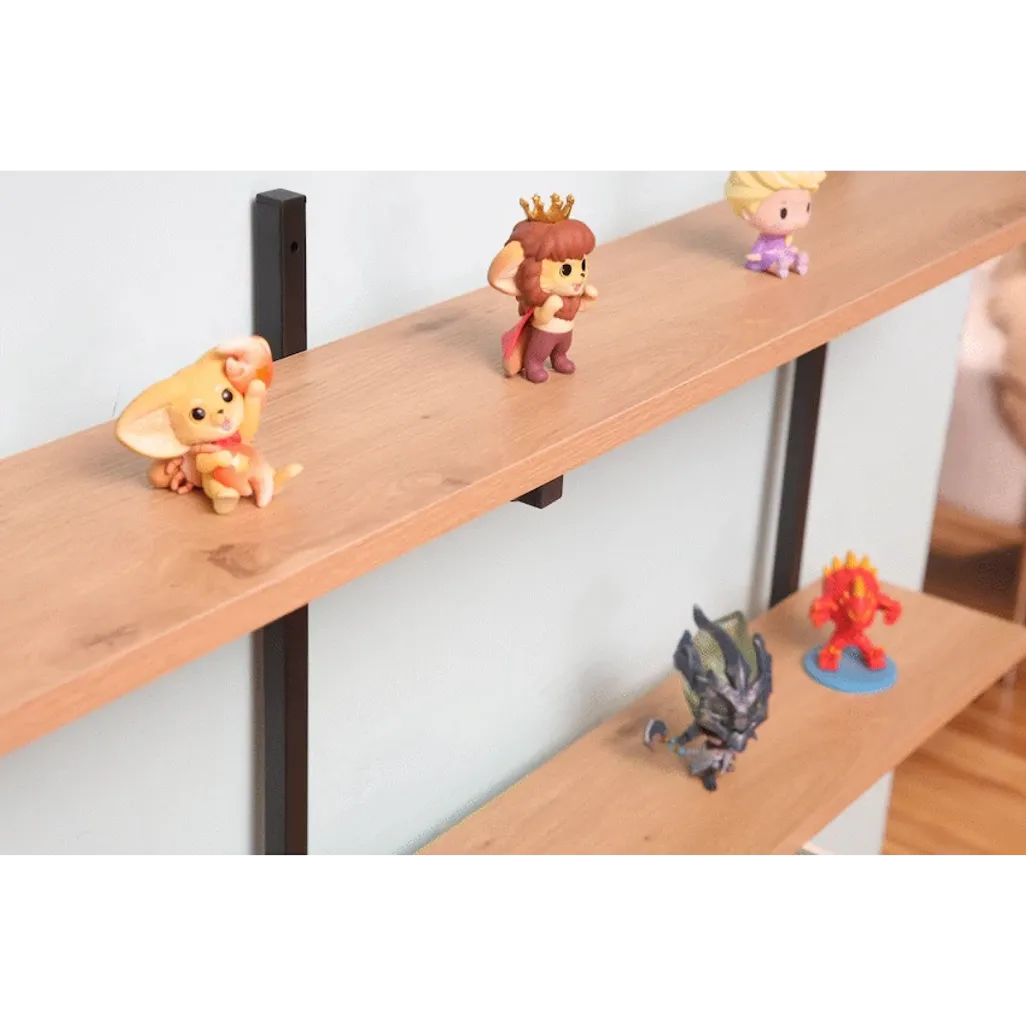 Everfurn Moonshine Wall Shelf – Oak & Powder Coated Steel
