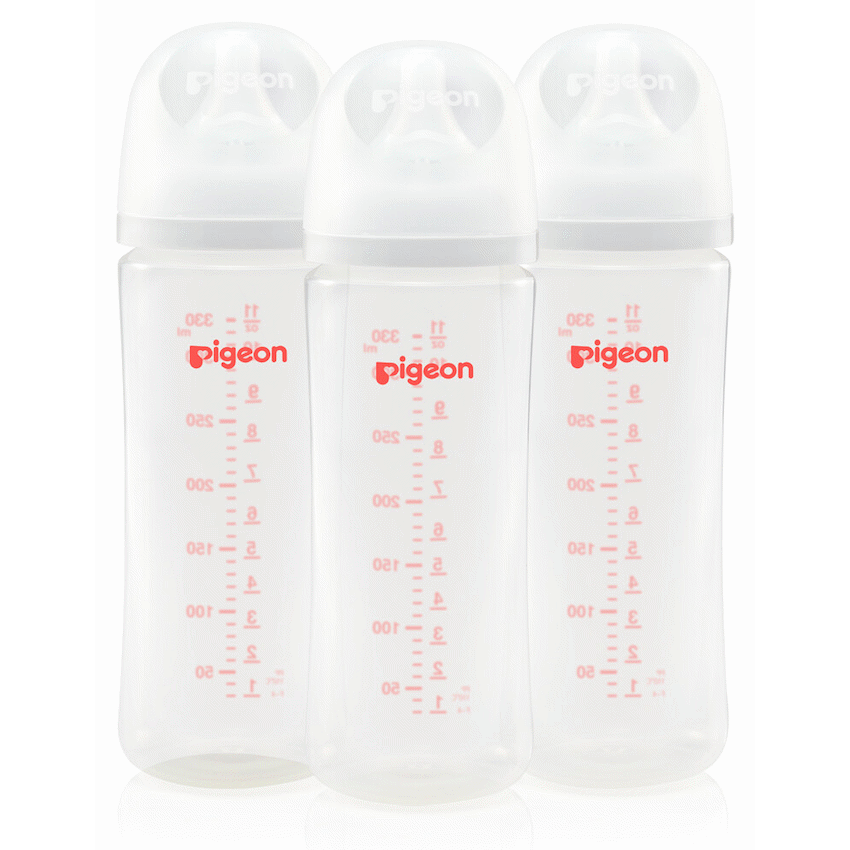 Pigeon SofTouch Wide Neck PP Baby Bottles 330ml Large (L) – Triple Pack