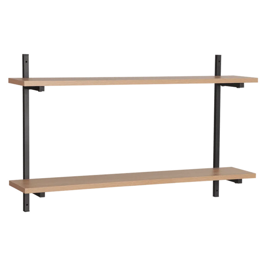 Everfurn Moonshine Wall Shelf – Oak & Powder Coated Steel