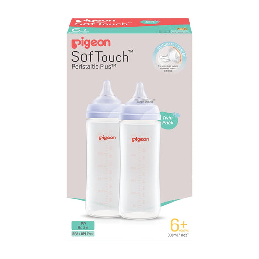Pigeon SoftTouch Bottle PP 330ml (L) Twin Pack