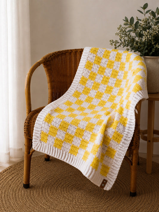 Handmade Yellow Crochet Baby Blanket | Soft Acrylic | 77 x 94 cm