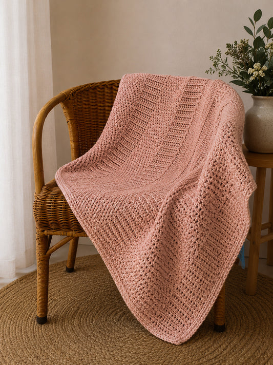 Handmade Pink Crochet Baby Blanket | Soft Acrylic | 76 x 99 cm