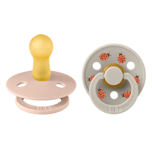 BIBS Studio Colour 2 Pack Pacifiers – Ladybug Latex Blush Mix