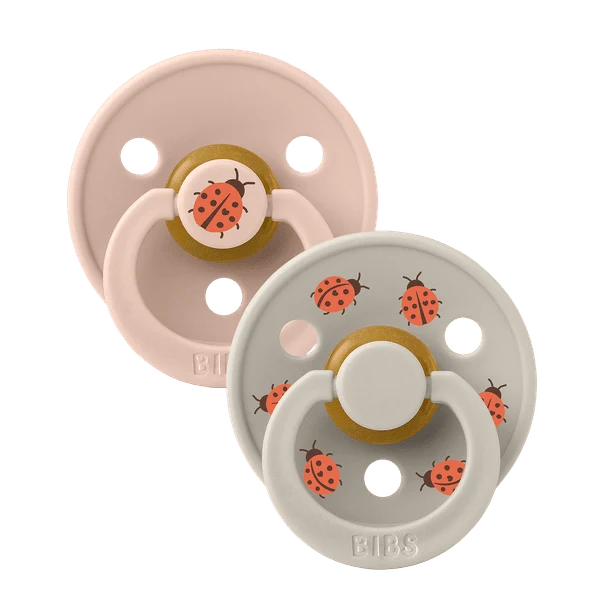 BIBS Studio Colour 2 Pack Pacifiers – Ladybug Latex Blush Mix