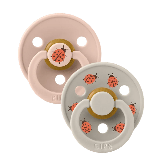 BIBS Studio Colour 2 Pack Pacifiers – Ladybug Latex Blush Mix