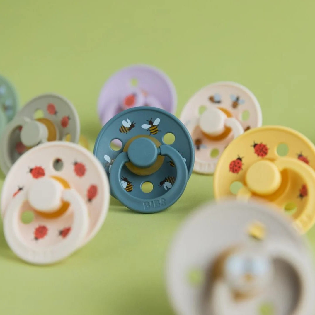 BIBS Studio Colour 2 Pack Pacifiers – Ladybug Latex Blush Mix